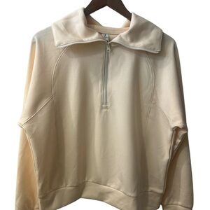 NWT Anrabess Size M Cream Peach Quarter-Zip Pullover Size m